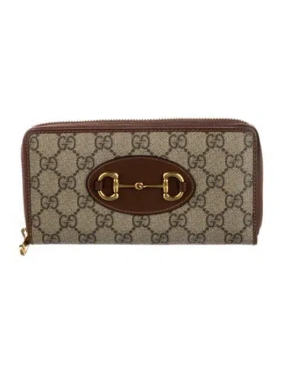 Pre-owned Gucci Gg Supreme Continental Wallet In Brown