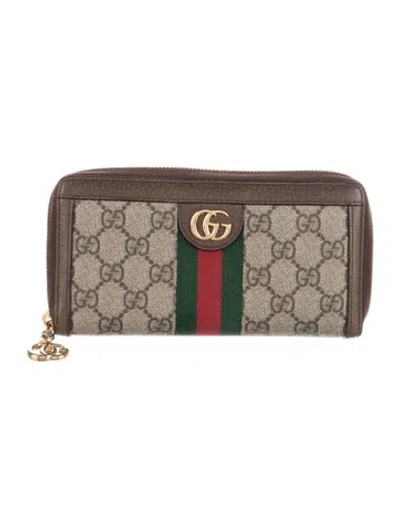 Pre-owned Gucci Gg Supreme Continental Wallet In Brown