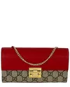 Gucci Gg Supreme Continental Wallet On A Chain R In Red