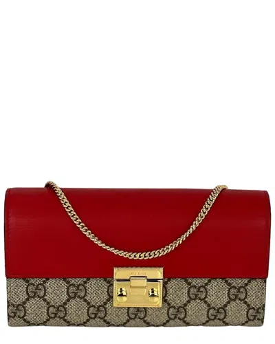 Gucci Gg Supreme Continental Wallet On A Chain R In Red