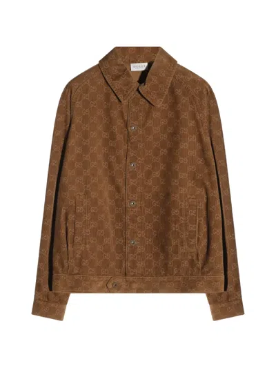 Gucci Kids' Gg Supreme Corduroy Jacket In Brown