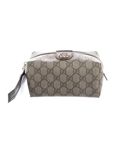Pre-owned Gucci Gg Supreme Cosmetic Bag In Brown