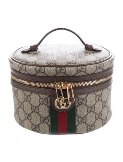 Pre-owned Gucci Gg Supreme Cosmetic Bag In Neutral