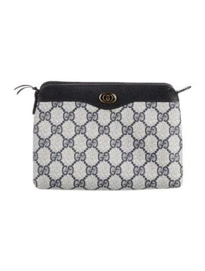 Pre-owned Gucci Gg Supreme Cosmetic Pouch In Blue