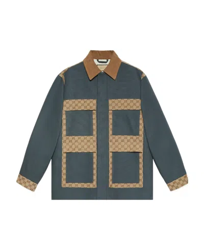 Gucci Gg Supreme Cotton-canvas Jacket In Green