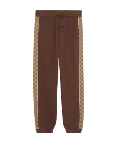 Gucci Gg Supreme Cotton Track Pants In Brown