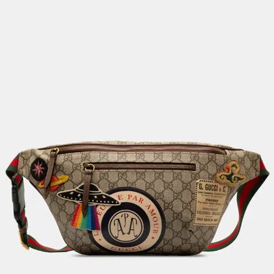 Pre-owned Gucci Gg Supreme Courrier Belt Bag In Brown