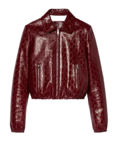 Gucci Gg Supreme Debossed Jacket In Brown