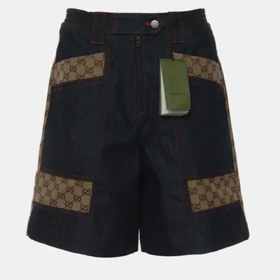 Pre-owned Gucci Gg Supreme Denim Shorts In Blue