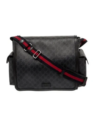 Pre-owned Gucci Babies' Gg Supreme Diaper Bag In Black