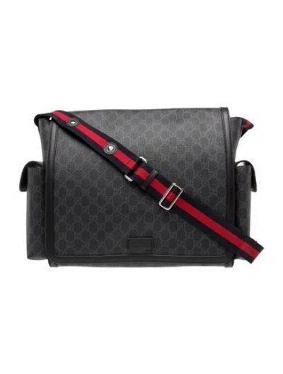 Pre-owned Gucci Babies' Gg Supreme Diaper Bag In Black