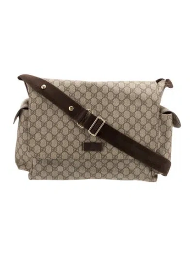 Pre-owned Gucci Babies' Gg Supreme Diaper Bag In Brown
