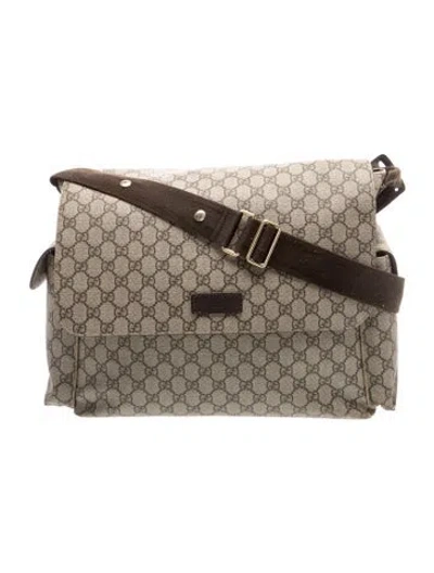 Pre-owned Gucci Babies' Gg Supreme Diaper Bag In Brown