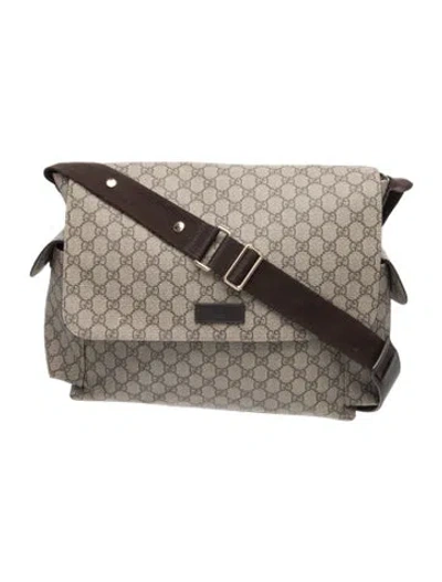 Pre-owned Gucci Babies' Gg Supreme Diaper Bag In Neutrals