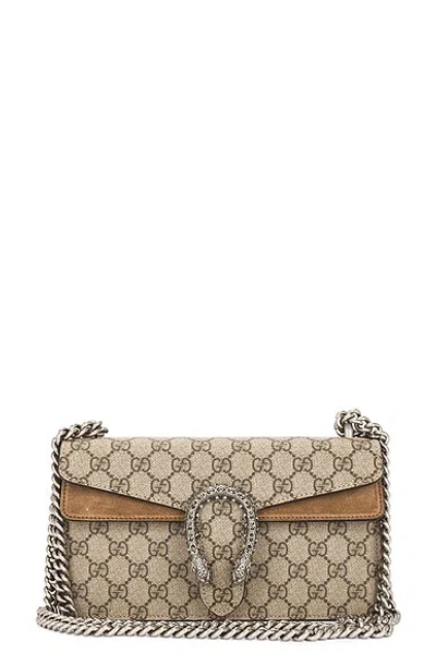 Gucci Brown Dionysus Gg Supreme Small Shoulder Bag In Beige