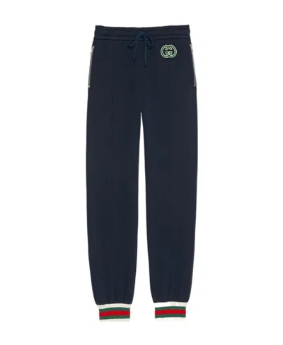 Gucci Gg-supreme Drawstring Track Pants In Blue