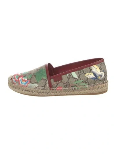 Pre-owned Gucci Gg Supreme Espadrilles In Brown