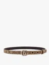 Shop Gucci Gg Supreme Fabric And Leather Belt