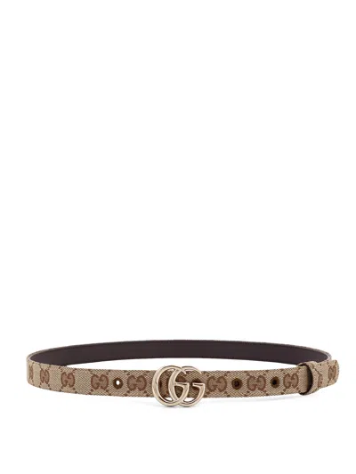 Gucci Gg Supreme Fabric And Leather Belt