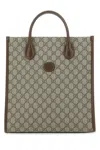 Gucci Gg Supreme Fabric And Leather Handbag In Neutral