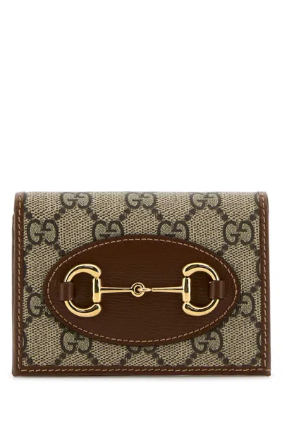 Gucci Gg Supreme Fabric And Leather Horsebit 1955 Wallet