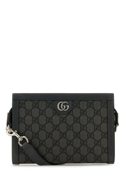 Gucci Gg Supreme Fabric And Leather Ophidia Crossbody Bag In Greyblackgrapgrey