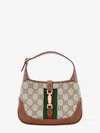 Gucci Women Gg Supreme Fabric And Leather Shoulder Bag With Iconic Web Band