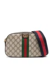 Gucci Gg Supreme Fabric And Leather Small Ophidia Gg Crossbody Bag In Neutral
