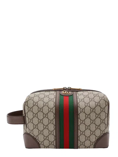 GUCCI GG SUPREME FABRIC BEAUTY CASE WITH FRONTAL WEB BAND