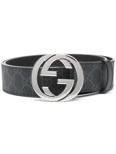 Gucci Gg Supreme Fabric Belt Accessories In Black