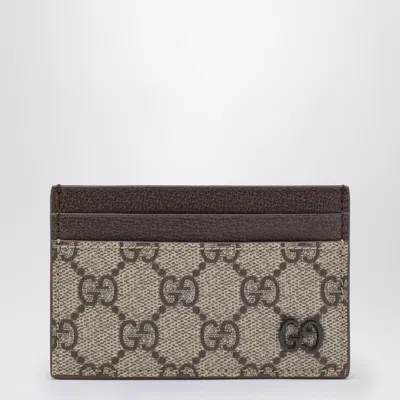 Gucci Gg Supreme Fabric Card Holder Beige/ebony Men