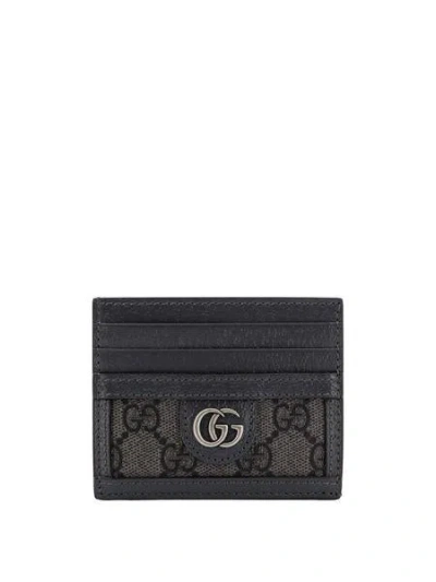 Gucci Gg Supreme Fabric Card Holder Grey/black