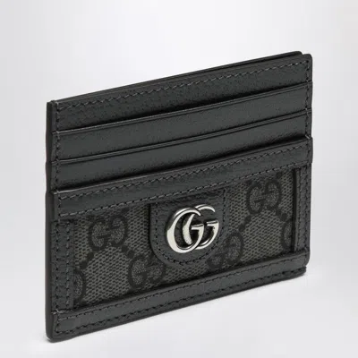Gucci Gg Supreme Fabric Card Holder Grey\/black