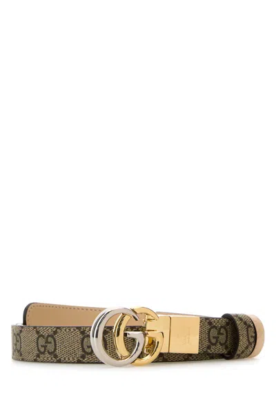 Gucci Gg Supreme Fabric Gg Marmont Reversible Belt In Beebosoufflerose