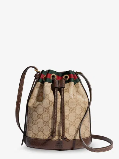 Gucci Gg Supreme Fabric Mini Bucket Bag In Brown