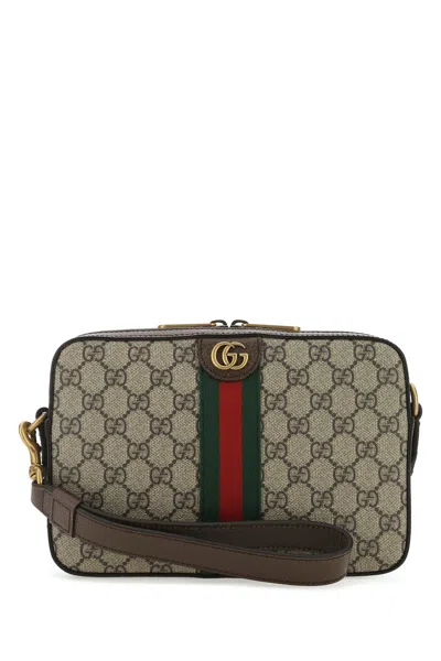 Gucci Men Ophidia Gg Supreme Fabric And Leather Crossbody Bag In Multi