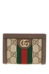 Gucci Gg Supreme Fabric Ophidia Wallet Tricolor Stripe In Brown