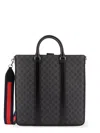 Gucci Gg Supreme Fabric Shopping Bag With Shoulder Strap In Black