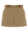 Gucci Gg Shorts With Horsebit In Camel E Ebony