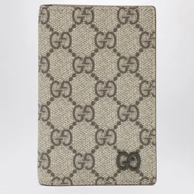 Gucci Gg Supreme Fabric Wallet In Beige/ebony Men In Gray
