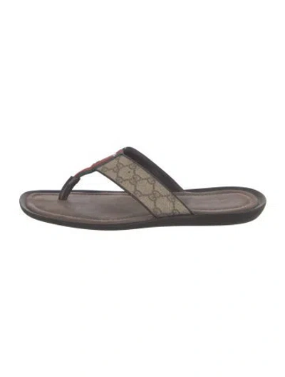 Pre-owned Gucci Gg Supreme Flip Flops In Brown