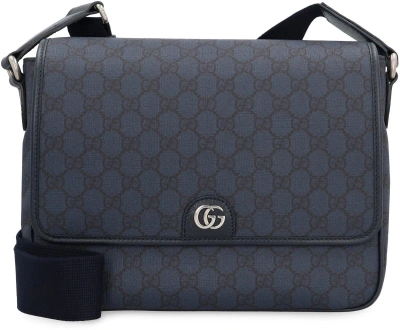 Gucci Gg Supreme Foldover Top Messenger Bag In Blue