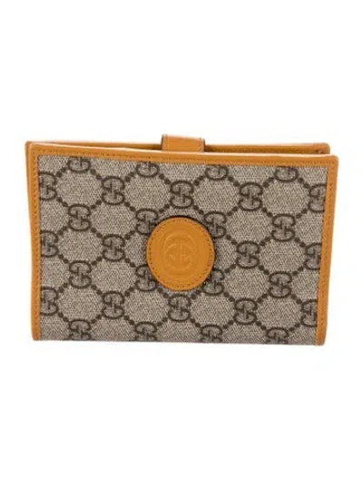 Pre-owned Gucci Gg Supreme French Purse In Neutral