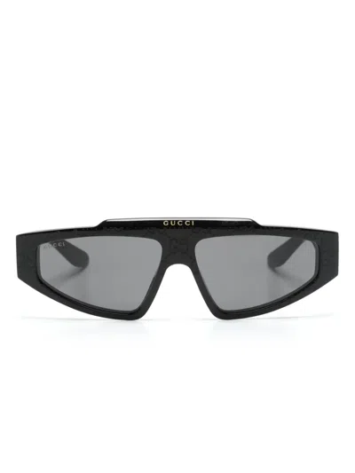 Gucci Gg-supreme Geometric-frame Sunglasses In Black