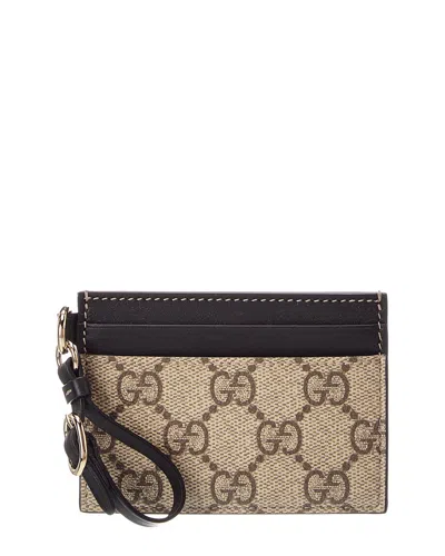 Gucci Gg Supreme Gg Canvas & Leather Card Case In Black
