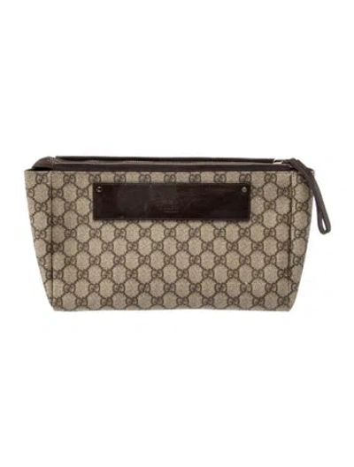 Pre-owned Gucci Gg Supreme Gg Supreme Clutch In Brown