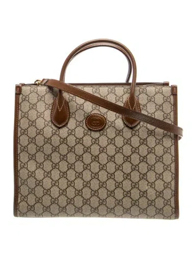 Pre-owned Gucci Gg Supreme Gg Tote Small In Neutral