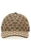Gucci Men Beige Baseball Cap With Web Detail On The Side In Gg Canvas Man In Burgundy