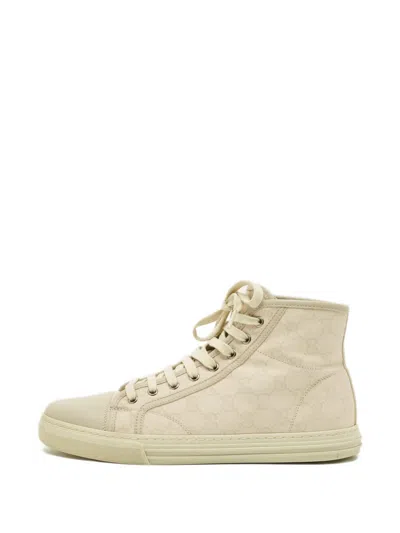 Pre-owned Gucci Gg-supreme Hi-tops Sneakers In Neutral