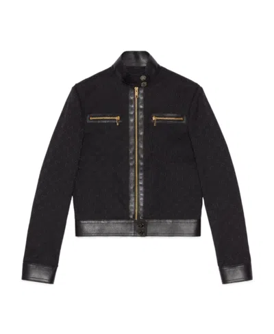 Gucci Gg Supreme High-neck Jacket In Black